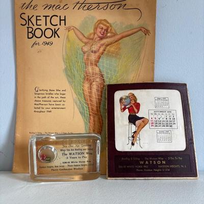 LOT 621: "Watson" 1949 Calendar, Desk Calendar, & Paper Weight
