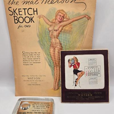 LOT 621: "Watson" 1949 Calendar, Desk Calendar, & Paper Weight