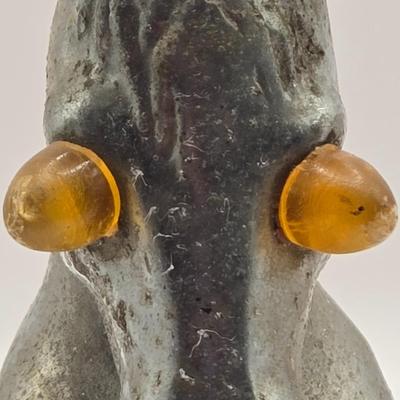 LOT 625: Vintage Metal Donkey Hood Ornament with Illuminated Amber Eyes