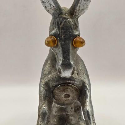 LOT 625: Vintage Metal Donkey Hood Ornament with Illuminated Amber Eyes