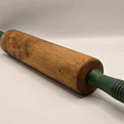 LOT 626: Small Pitcher , Appears to be Handmade, Antique Stoneware Crock Jug, Vintage Rolling Pin,1926 Hellmann's Mayonnaise...