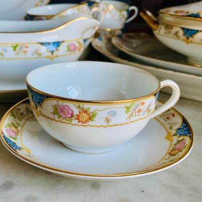 LOT 628: Nippon Magenta China Including Diner Plates, Serving Platter and Bowls with Lids, Cups Saucers and More