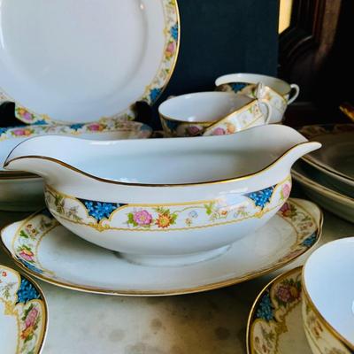 LOT 628: Nippon Magenta China Including Diner Plates, Serving Platter and Bowls with Lids, Cups Saucers and More