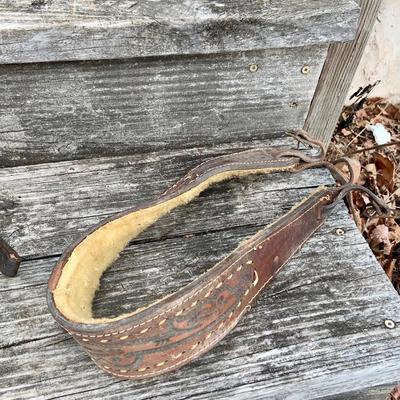 LOT 630: Assortment of Horse Tack Including Bits, Reins and More and a Leather Saddle Bag
