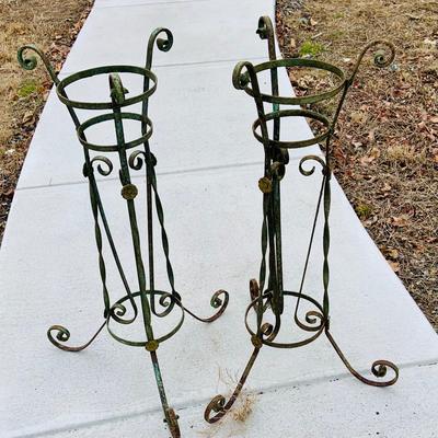 LOT 631: Set of Two (2) Painted Metal Plant Stands