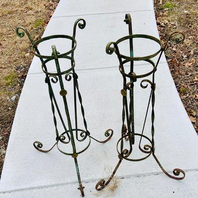LOT 631: Set of Two (2) Painted Metal Plant Stands