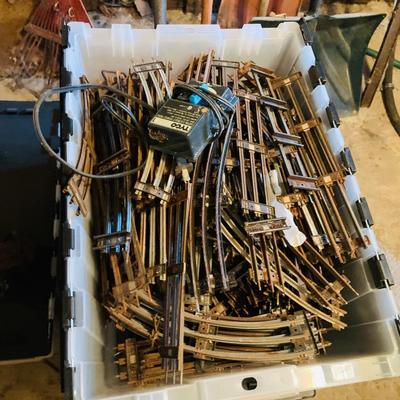 LO 632: Bin Full of Miniature Rail Road Train Tracks - As Is