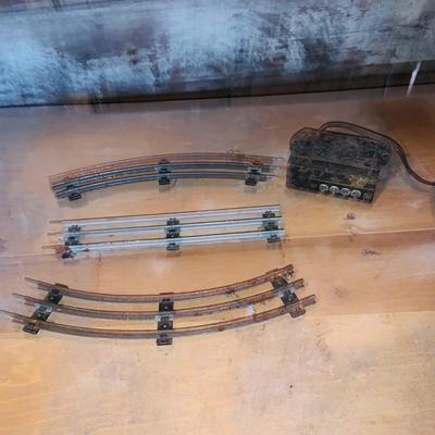 LOT633: Bin Full of Miniature Rail Road Train Tracks - As Is