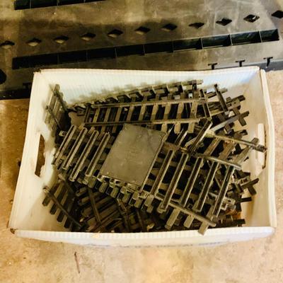LOT 639: Bin Full of Plastic Miniature Rail Road Train Track - As Is
