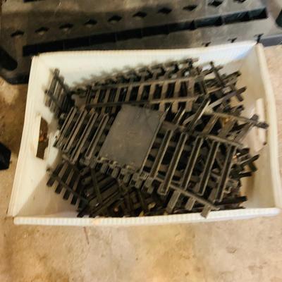 LOT 639: Bin Full of Plastic Miniature Rail Road Train Track - As Is