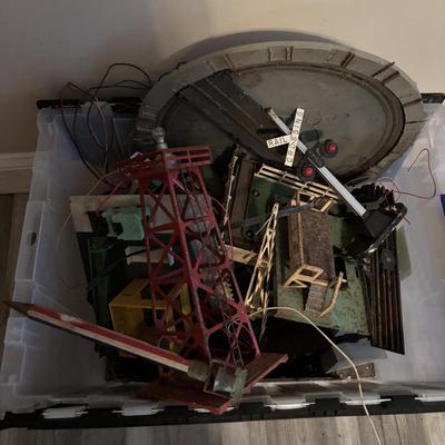LOT 652: Bin Full of vintage Train Accessories - As Found