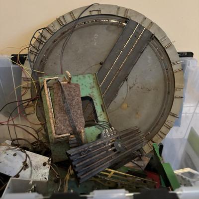 LOT 652: Bin Full of vintage Train Accessories - As Found