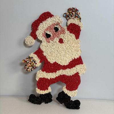 LOT 654: Vintage Plastic Popcorn Santa, "Season's Greeting" Pepsi Glasses, Vintage Plastic Village Light Covers Jingle...