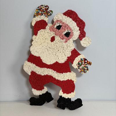 LOT 654: Vintage Plastic Popcorn Santa, "Season's Greeting" Pepsi Glasses, Vintage Plastic Village Light Covers Jingle...