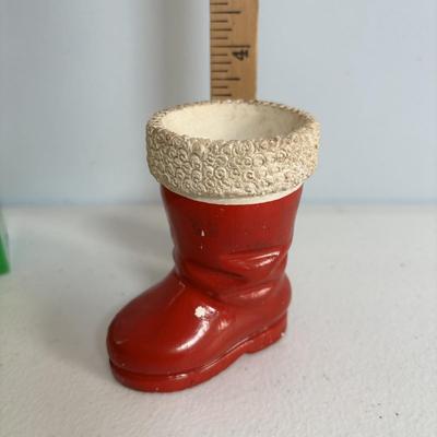 LOT 654: Vintage Plastic Popcorn Santa, "Season's Greeting" Pepsi Glasses, Vintage Plastic Village Light Covers Jingle...
