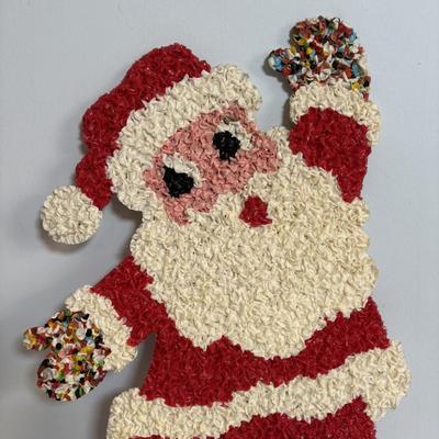 LOT 654: Vintage Plastic Popcorn Santa, "Season's Greeting" Pepsi Glasses, Vintage Plastic Village Light Covers Jingle...