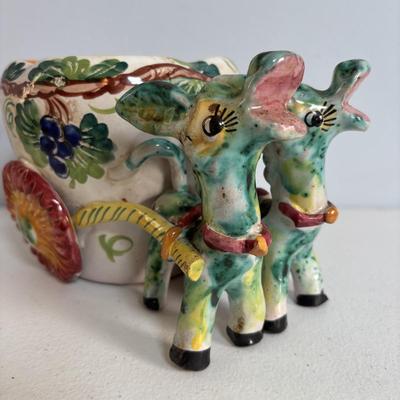 LOT 655: Vintage McCoy Turtle Planter & Made in Italy Donkeys w/Cart Planter