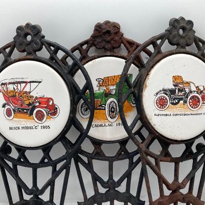 LOT 660: Vintage Automobile Collection - Die Cast Toy Cars (Chevrolet / Cord), Apco Japan Trivets and Randolph Chevrolet Ashtray