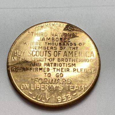 LOT 661: Boy Scout Collection - Books, Patches, Tokens, Hat, Philmont Belt and Luminous Pocket Planetarium