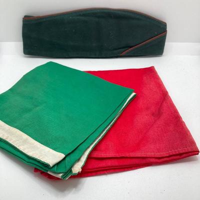 LOT 662: Collection of Vintage Boy Scout Memorabilia - Patches, Tokens, Hand Crafted Neckerchief Holders, Hat, Belt, Bandanas , Books and...