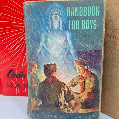 LOT 663: Boy Scouts Vintage Memorabilia - Jewelry / Pins, Hat, Token Coins, Order of the Arrow Books and More