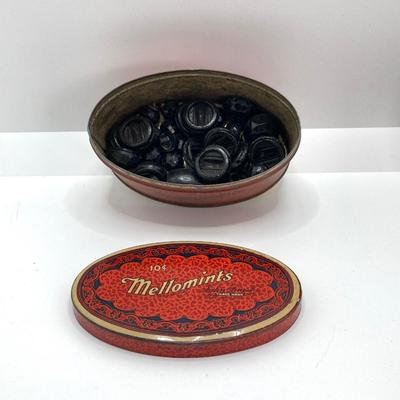 LOT 664: Antique / Vintage Sewing Collection - Mt. Pocono PA Chair / Pin Cushion Thread Holder, Buttons, Tins, Buckles and More