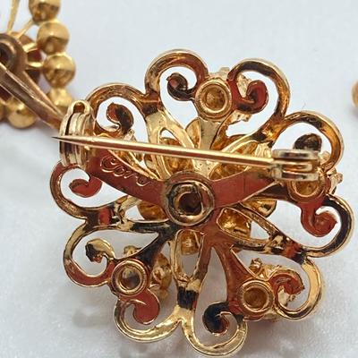 LOT 666: Vintage Red Themed Jewelry - Coro with Box, Cameo, Lefton Japan Trinket Holder and More