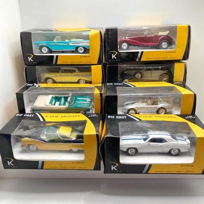 LOT 667: Eight K-Line Kruiser Die Cast Cars 1:43 Scale in Original Boxes
