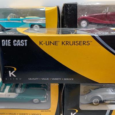 LOT 667: Eight K-Line Kruiser Die Cast Cars 1:43 Scale in Original Boxes