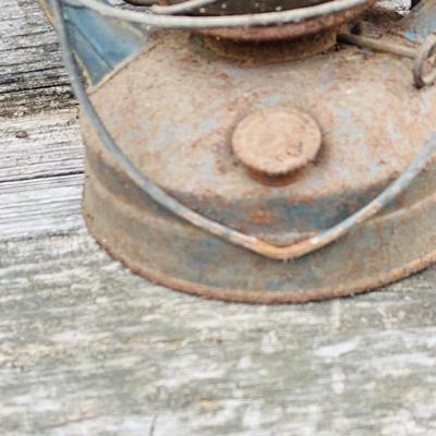 LOT673: Vintage/ Antique Oil Lanterns - Dietz Acme Inspector Lamp and Blue Lantern