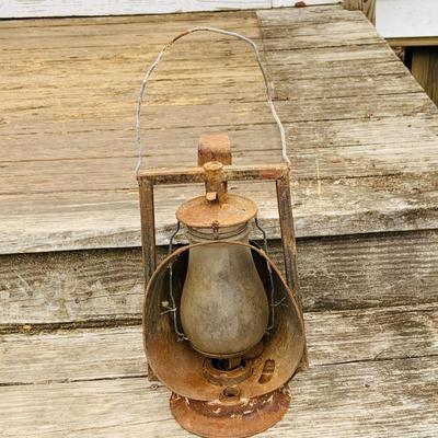 LOT673: Vintage/ Antique Oil Lanterns - Dietz Acme Inspector Lamp and Blue Lantern