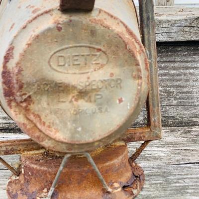 LOT673: Vintage/ Antique Oil Lanterns - Dietz Acme Inspector Lamp and Blue Lantern