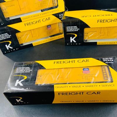 LOT 676: Set of (4) K-Line "Wood-Sided" O/0-27 Scale Union Pacific Freight Cars 200444, 200455, 200471 & 20447