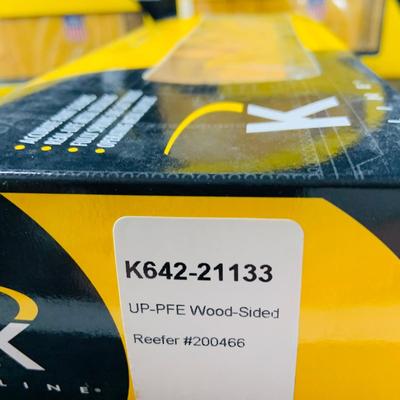 LOT 677:Set of (4) K-Line "Wood-Sided" O/0-27 Scale Union Pacific Freight Cars 200466 , 200450, 200433 & 200488