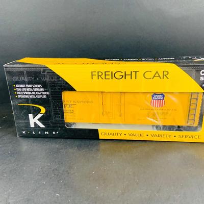LOT 677:Set of (4) K-Line "Wood-Sided" O/0-27 Scale Union Pacific Freight Cars 200466 , 200450, 200433 & 200488