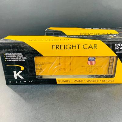 LOT 677:Set of (4) K-Line "Wood-Sided" O/0-27 Scale Union Pacific Freight Cars 200466 , 200450, 200433 & 200488