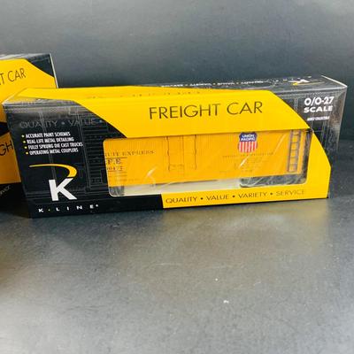 LOT 678: Set of (4) K-Line "Wood-Sided" O/0-27 Scale Union Pacific Freight Cars 200460, 200477, 200430, 200440