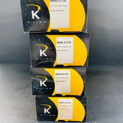 LOT 678: Set of (4) K-Line "Wood-Sided" O/0-27 Scale Union Pacific Freight Cars 200460, 200477, 200430, 200440