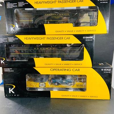 LOT 684: Kline Pennsylvania Passenger Cars K4880-0017 PRR Emerald Lodge Pullman, K4880-0018 PRR REA Baggage CAr # 9328 and Operating Car...
