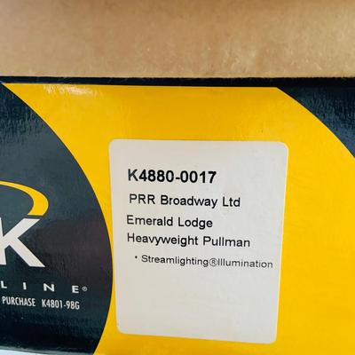 LOT 684: Kline Pennsylvania Passenger Cars K4880-0017 PRR Emerald Lodge Pullman, K4880-0018 PRR REA Baggage CAr # 9328 and Operating Car...