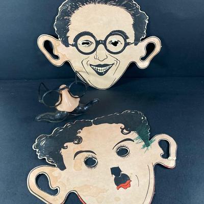 LOT 692: Vintage Paper Masks (Emerick's and More), Postcards, Toy Novelty Glasses with Nose and Mustache