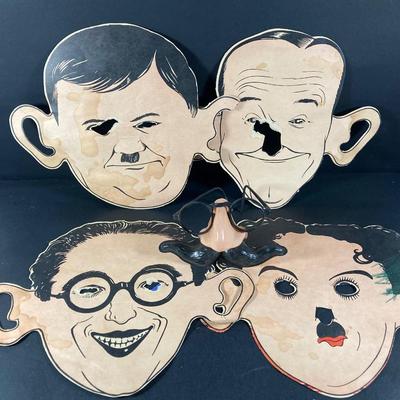 LOT 692: Vintage Paper Masks (Emerick's and More), Postcards, Toy Novelty Glasses with Nose and Mustache