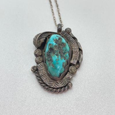 LOT 698: Turquoise and Unmarked Silver Artisan Jewelry
