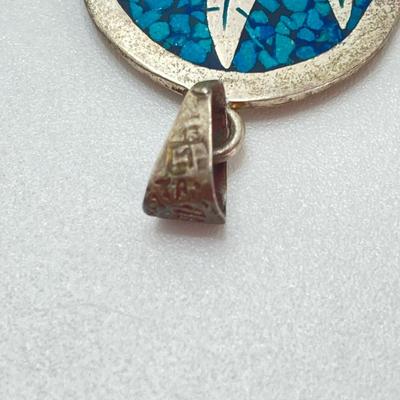LOT 710: Turquoise and Unmarked Silver Tone Hand Crafted Jewelry - Cross, Marijuana Leaf Pendants and Spider Stick Pin