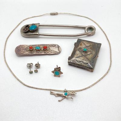 LOT 711: Hand Crafted Artisan Unmarked Turquoise Jewelry