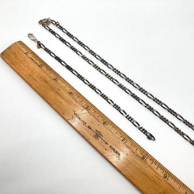 LOT 712: Black Rhodium Plated Sterling Silver Chain and Bracelet Set