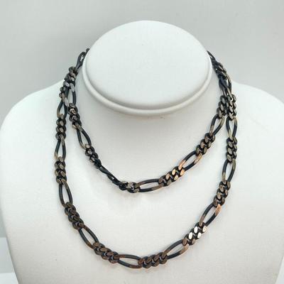 LOT 712: Black Rhodium Plated Sterling Silver Chain and Bracelet Set