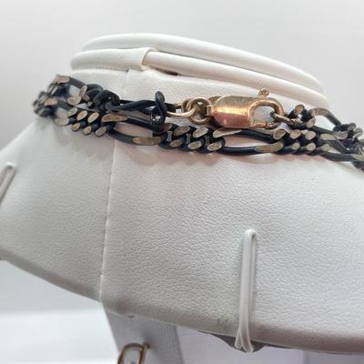LOT 712: Black Rhodium Plated Sterling Silver Chain and Bracelet Set