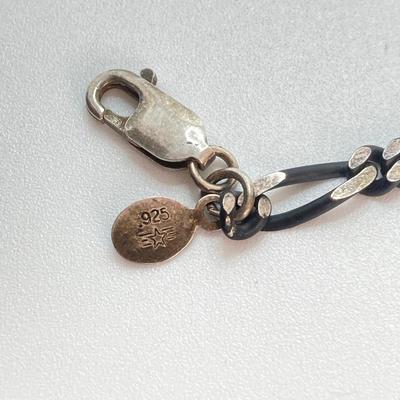 LOT 712: Black Rhodium Plated Sterling Silver Chain and Bracelet Set