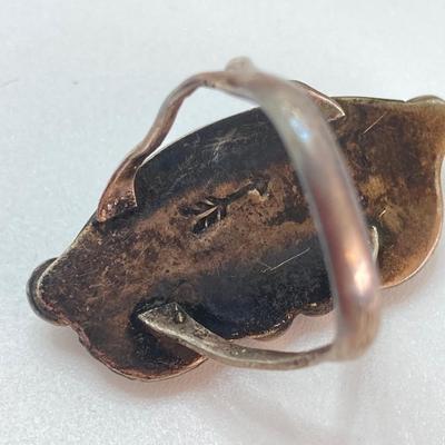 LOT 714: Vintage Hand-Crafted Turquoise and Abalone Rings - Unmarked